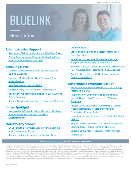 Cover of BlueLink April issue