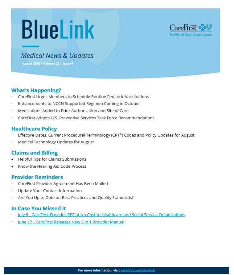 Cover of BlueLink August 2020 issue