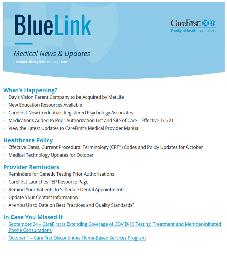 Cover of BlueLink October 2020 issue
