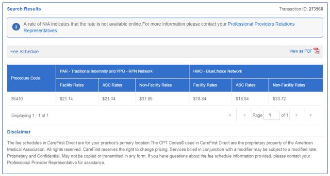 Carefirst Fee Schedule 2022 Provider Portal User's Guide - Fee Schedules